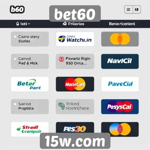 Métodos de pagamento disponíveis no site bet60